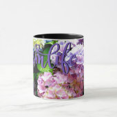 紫陽花の庭、ピンク、青、紫のフローラママ マグカップ (中央)
