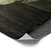 紫陽花の瓶とバーンドウッドポスター ポスター (角)