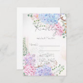 紫陽花の絵の結婚式出欠確認カード 招待状 (正面/裏面)