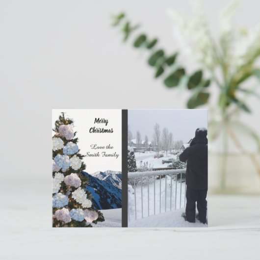 紫陽花エレガントクリスマスツリーフォトカード シーズンポストカード (スタンド正面)