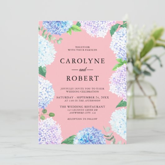 紫陽花エレガントフローラ結婚式招待状 招待状 (スタンド正面)