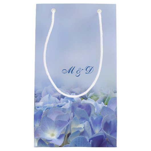 紫陽花エレガントブルー花模様 スモールペーパーバッグ (正面)