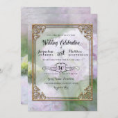 紫陽花エレガントラベンダーパープル金ゴールド 招待状 (正面/裏面)