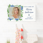 紫陽花エレガント写真100th誕生日パーティー 横断幕 (インサイチュ)