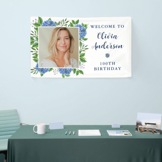 紫陽花エレガント写真100th誕生日パーティー 横断幕 (トレードショー)