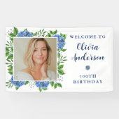 紫陽花エレガント写真100th誕生日パーティー 横断幕 (横)