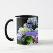 紫陽花エレガント園ピンクパープルフローラ写真 マグカップ (左)