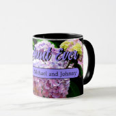 紫陽花エレガント園ピンクパープルフローラ写真 マグカップ (正面右)