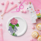 紫陽花ピンクフローラピンク花 ペーパープレート (パーティー)