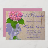 紫陽花ピンクフローラピンク花 招待状 (正面/裏面)