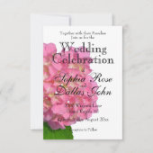 紫陽花ピンクフローラピンク花 招待状 (正面)