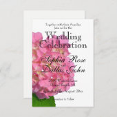 紫陽花ピンクフローラピンク花 招待状 (正面/裏面)