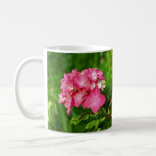 紫陽花ピンク離れ色 コーヒーマグカップ (左)