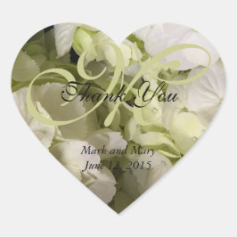 紫陽花ホワイトグリーン結婚ズスイート ハートシール