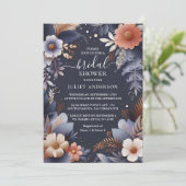 紫陽花メタリックピュアネイビーブルーブライダルシャワー 招待状 (スタンド正面)