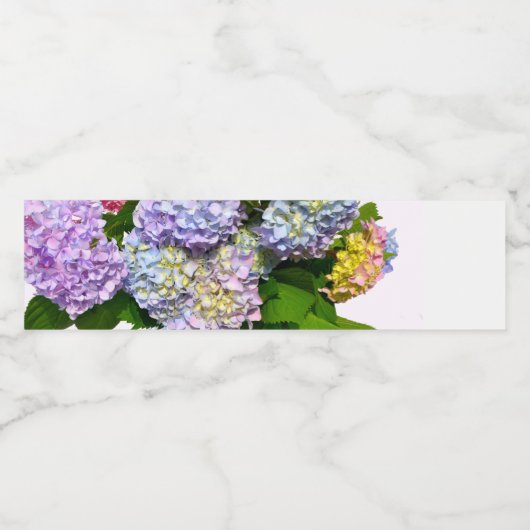 紫陽花園，ピンク，ブルー，紫のフローラ ペットボトルラベル (シングルラベル)