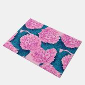 紫陽花水紋、ピンク、青 ドアマット (アングル)