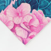 紫陽花水紋、ピンク、青 フリースブランケット (角)