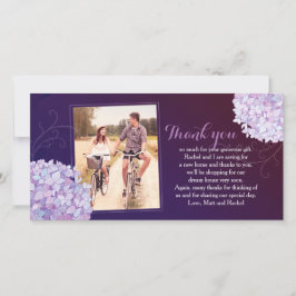 紫陽花深い紫結婚の写真ありがとう サンキューカード