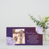 紫陽花深い紫結婚の写真ありがとう サンキューカード (スタンド正面)