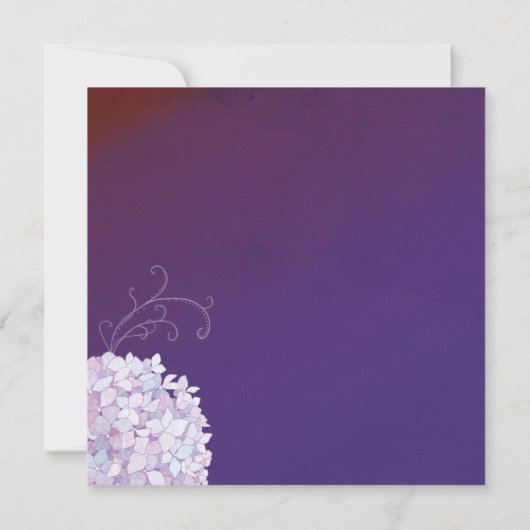 紫陽花渦巻形の深いパープルブライダルシャワー 招待状 (裏面)