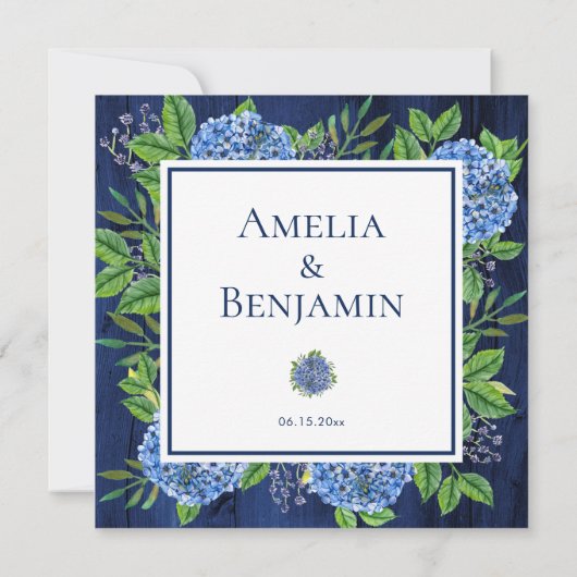 紫陽花素朴の役人に感謝結婚する サンキューカード (裏面)