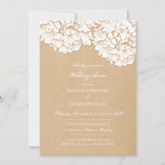 紫陽花素朴フローラウェディングシャワー 招待状 (正面)