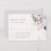 紫陽花素朴フローラ | ホワイトウッド結婚ズ 出欠カード (正面/裏面)