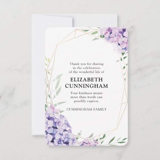 紫陽花薄紫フローラ幾何学記念館 サンキューカード (正面)