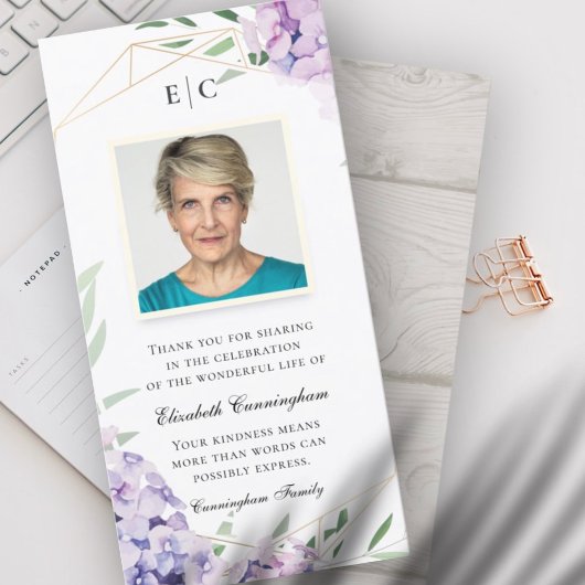 紫陽花薄紫フローラ幾何学記念館 サンキューカード