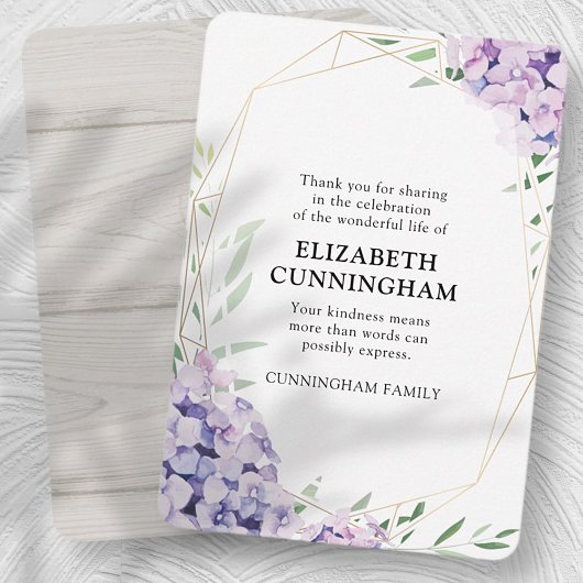 紫陽花薄紫フローラ幾何学記念館 サンキューカード