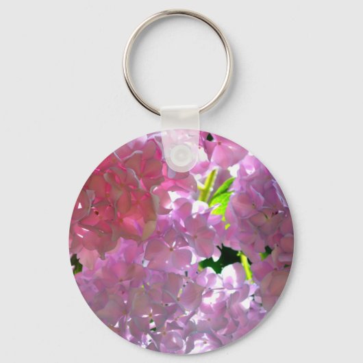 紫陽花、ピンク色の花 キーホルダー (正面)