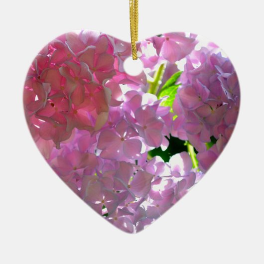 紫陽花、ピンク色の花 セラミックオーナメント (正面)