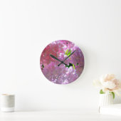 紫陽花、ピンク色の花 ラウンド壁時計 (ホーム)
