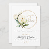紫陽花，白いフローラと緑，金ゴールド，フレーム 招待状 (正面/裏面)
