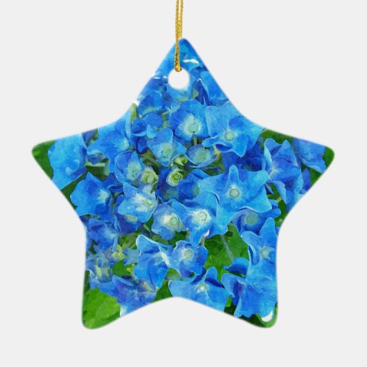 紫陽花。花の写真。 セラミックオーナメント (正面)