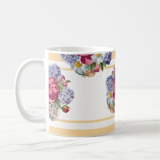 紫陽花pの美しいフローラシームレスなパターン コーヒーマグカップ (左)