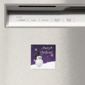 紫雪だるま冬景色クリスマスマグネット マグネット (インサイチュ (食洗機))