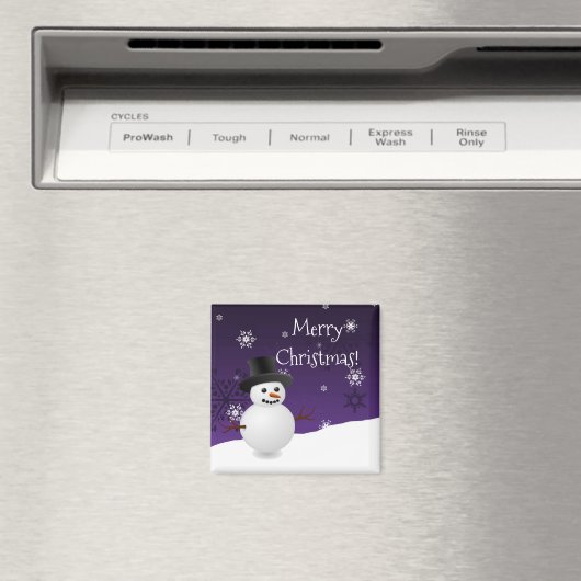 紫雪だるま冬景色クリスマスマグネット マグネット (インサイチュ (食洗機))
