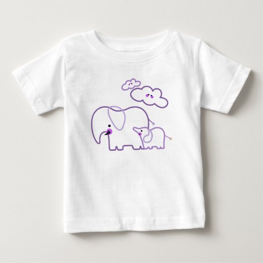 紫雲のエレファントファミリー ベビーTシャツ (正面)