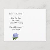 紫青あじさいフローラ結婚式の日付を保存 案内ポストカード (裏面)
