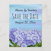 紫青あじさいフローラ結婚式の日付を保存 案内ポストカード (正面)