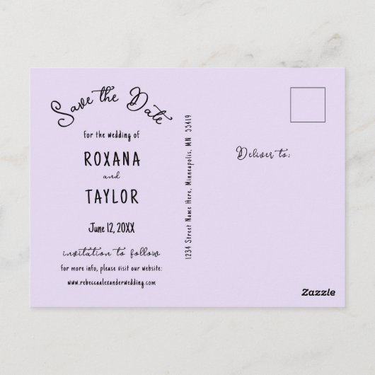 紫青あじさい結婚の写真保存日 ポストカード (裏面)