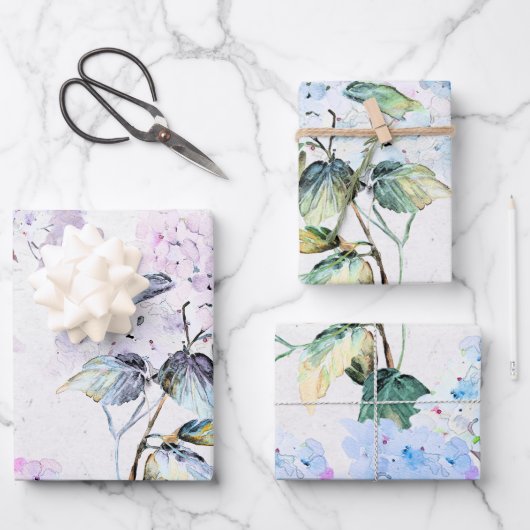 紫青あじさい花 ラッピングペーパーシート (正面)