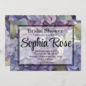 紫青かわいらし水色フローラブライダルシャワー 招待状 (正面/裏面)
