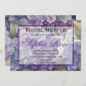 紫青かわいらし水色フローラブライダルシャワー 招待状 (正面/裏面)