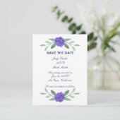 紫青のフローラの緑の葉が日付を保存 案内状 (スタンド正面)