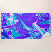 紫青の大理石デザイン ビーチタオル (正面)