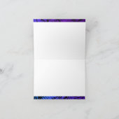 紫青の熱帯ヤシの葉のパターンのスクリプト名 サンキューカード (内部)