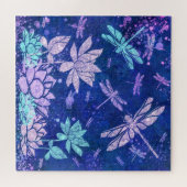 紫青の花とトンボのジグソーパズル ジグソーパズル (横)